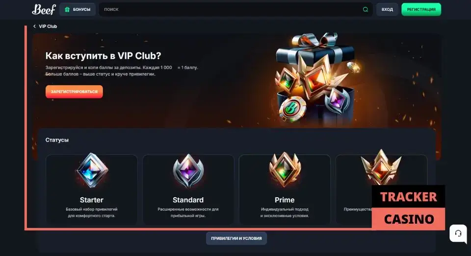 Программа лояльности Beef casino
