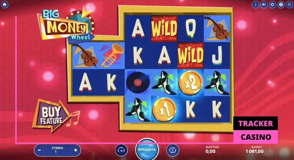 Big Money Wheel слот: интерфейс