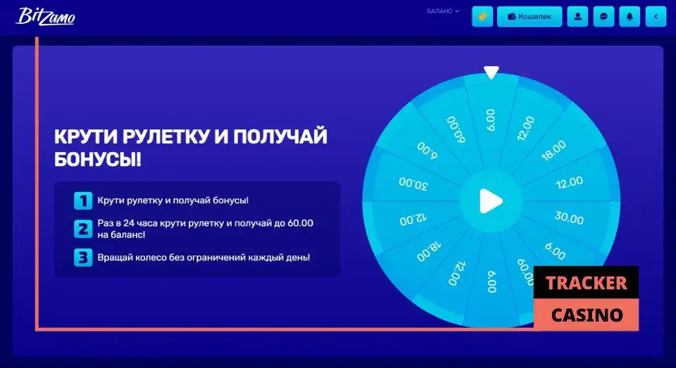 Таблица бонусов по промокоду в Bitzamo casino