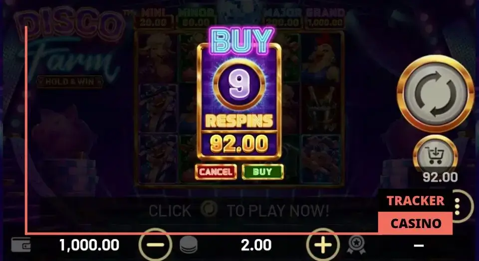 Бонусные функции автомата Disco Farm Hold and Win