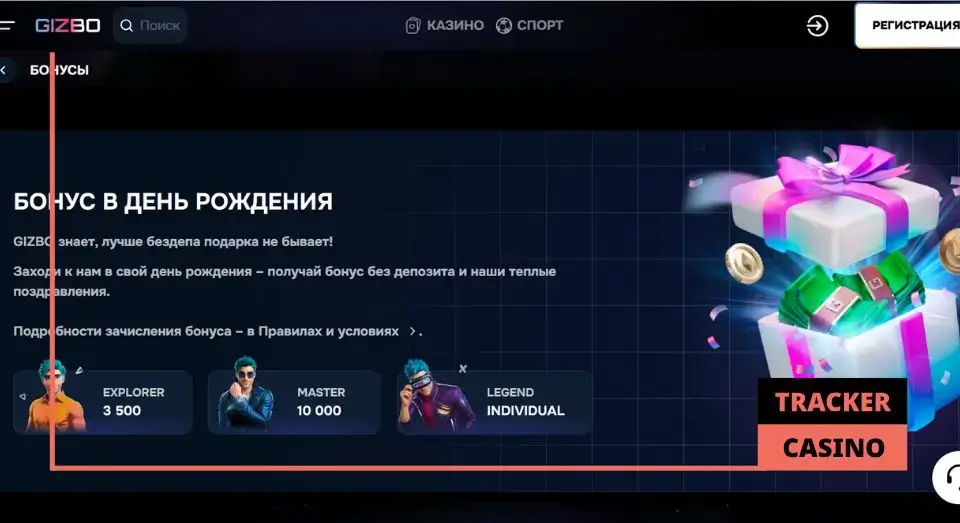 Виды бонусов без отыгрыша в казино Гизбо