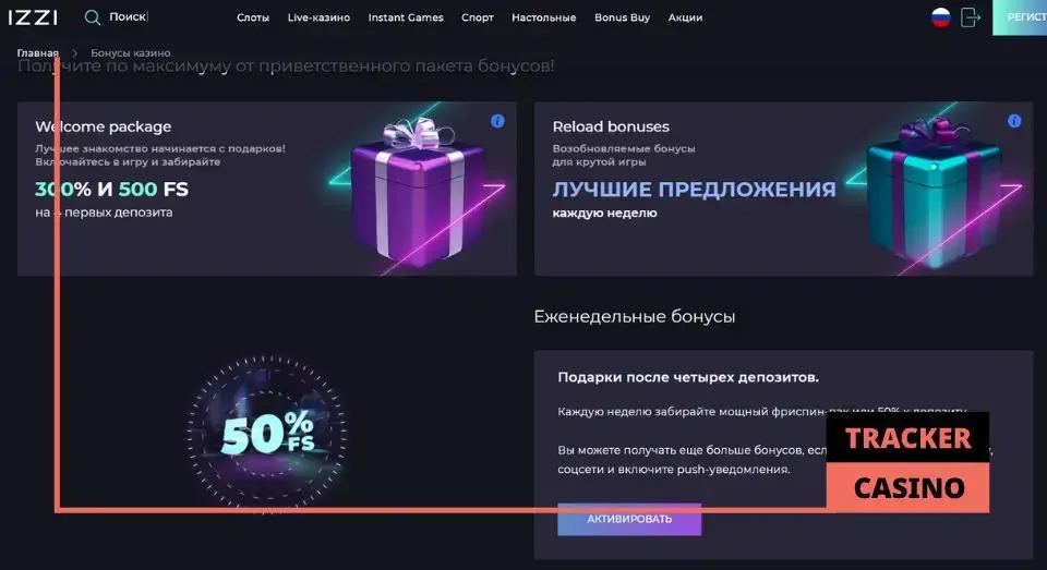 Izzi casino бонусы: из чего состоит система поощрений