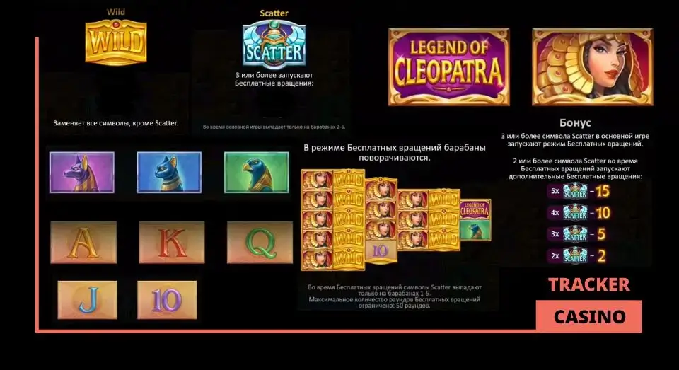 Символы слота Legend of Cleopatra