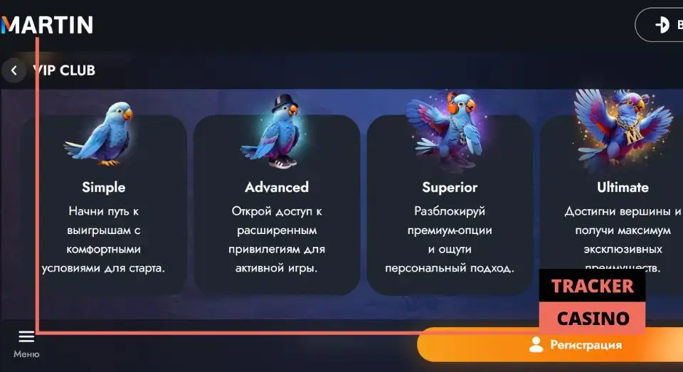 Martin casino программа лояльности: все статусы