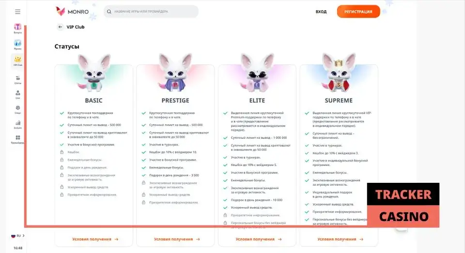 Размер бонуса на день рождения в casino Monro